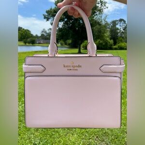 Kate Spade Staci Medium Satchel Saffiano Light Pink Leather